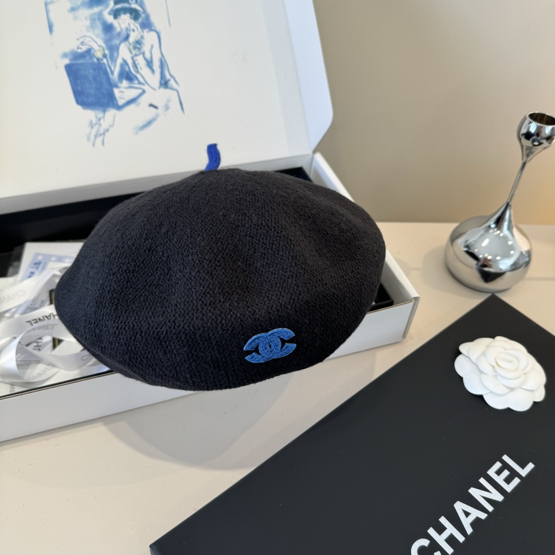 💕Chanel香奈儿羊毛贝雷帽 ，百分百羊毛面料，