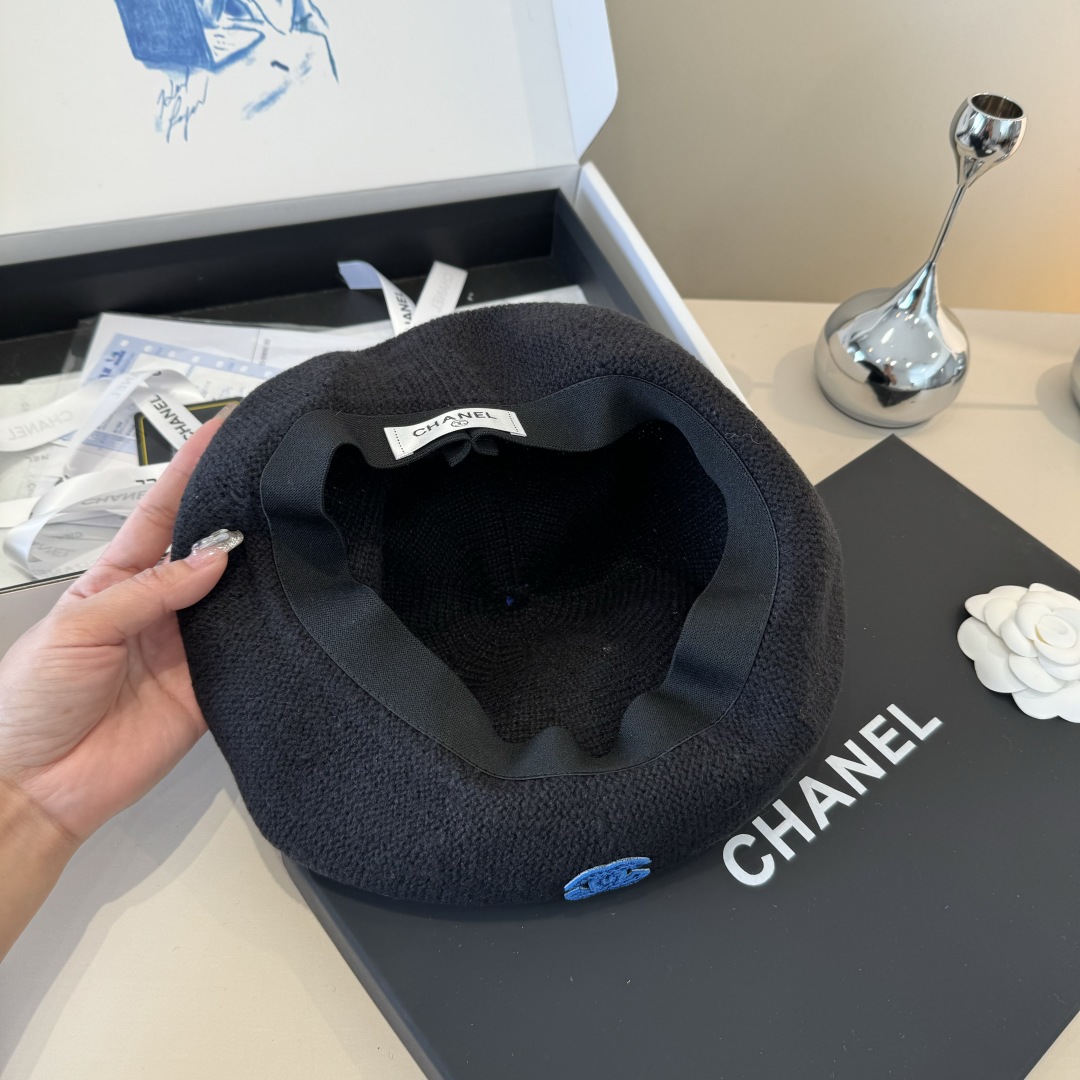 💕Chanel香奈儿羊毛贝雷帽 ，百分百羊毛面料，