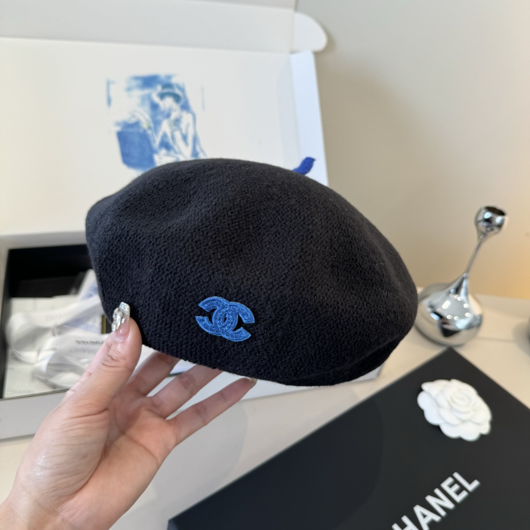 💕Chanel香奈儿羊毛贝雷帽 ，百分百羊毛面料，