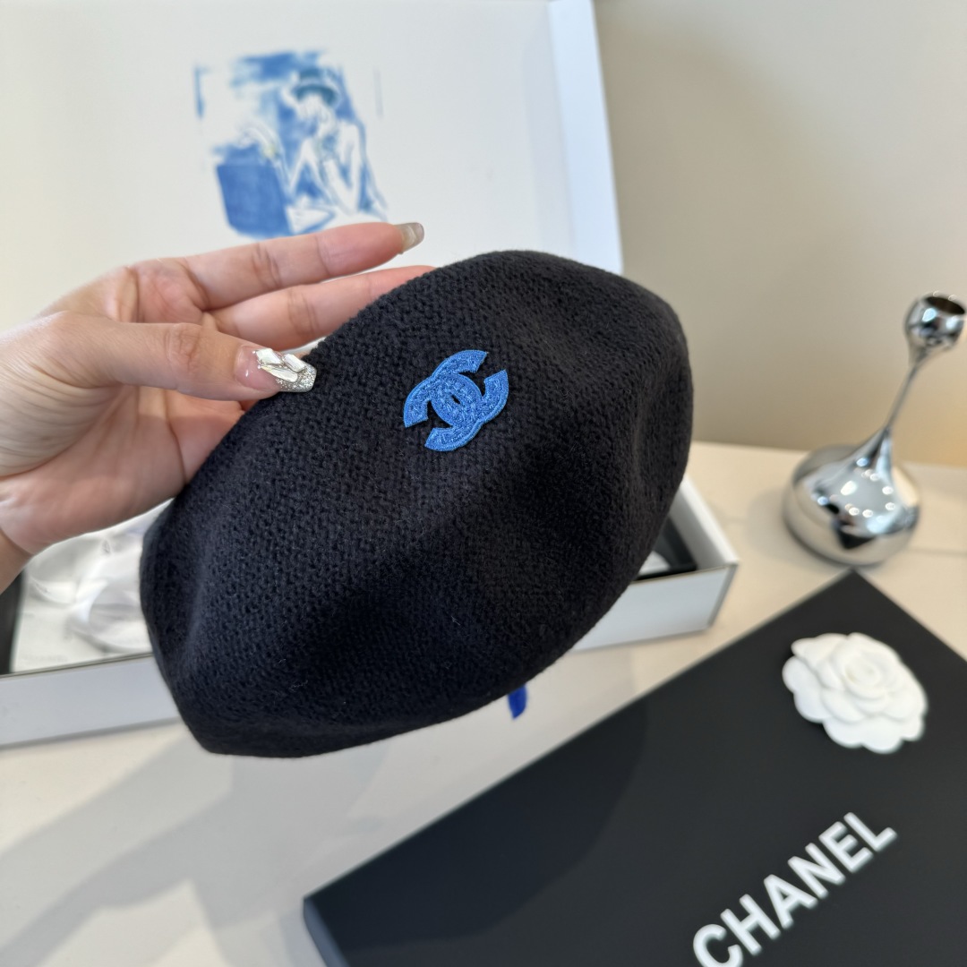 💕Chanel香奈儿羊毛贝雷帽 ，百分百羊毛面料，