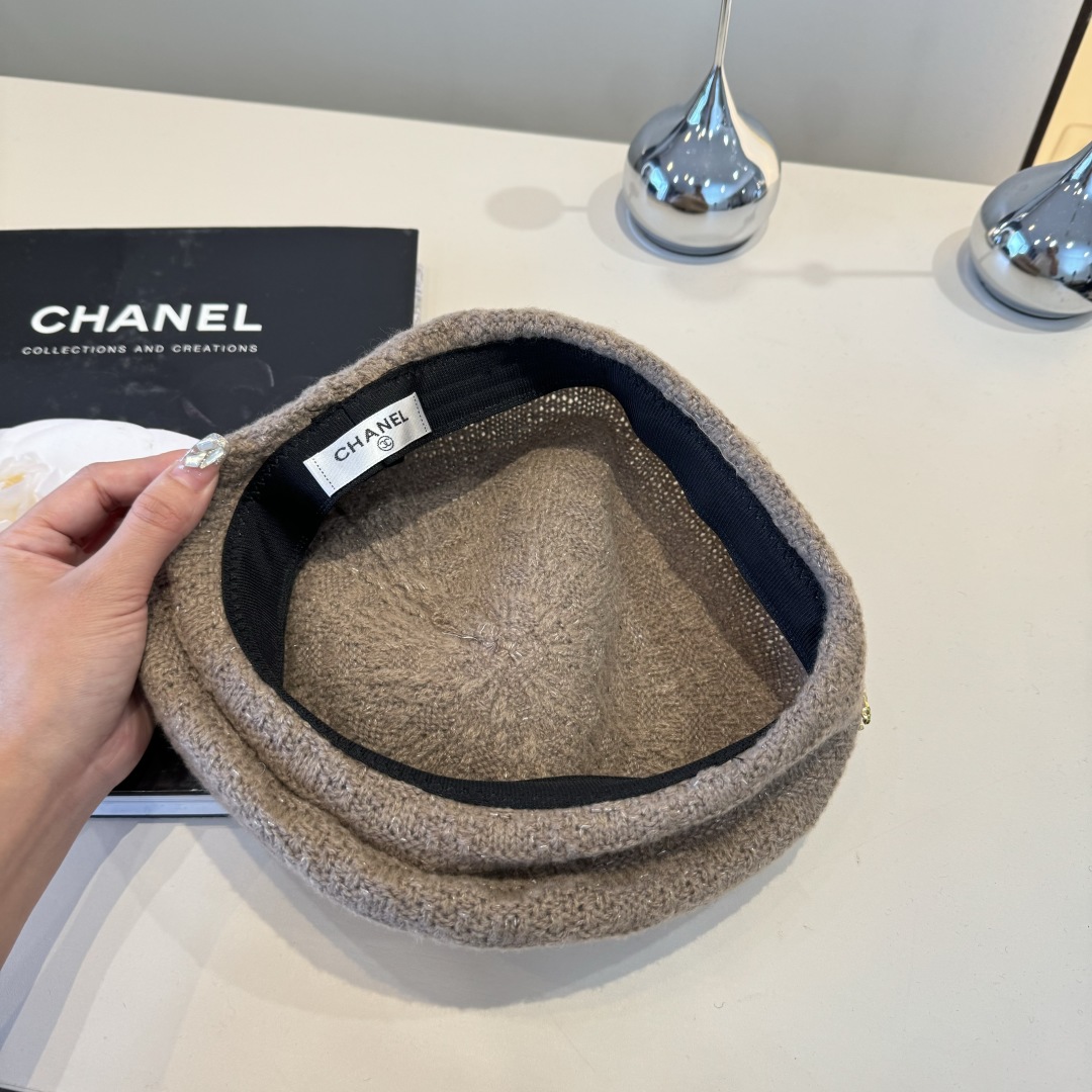 💕Chanel香奈儿羊毛贝雷帽，小香风贝雷帽，头围57cm