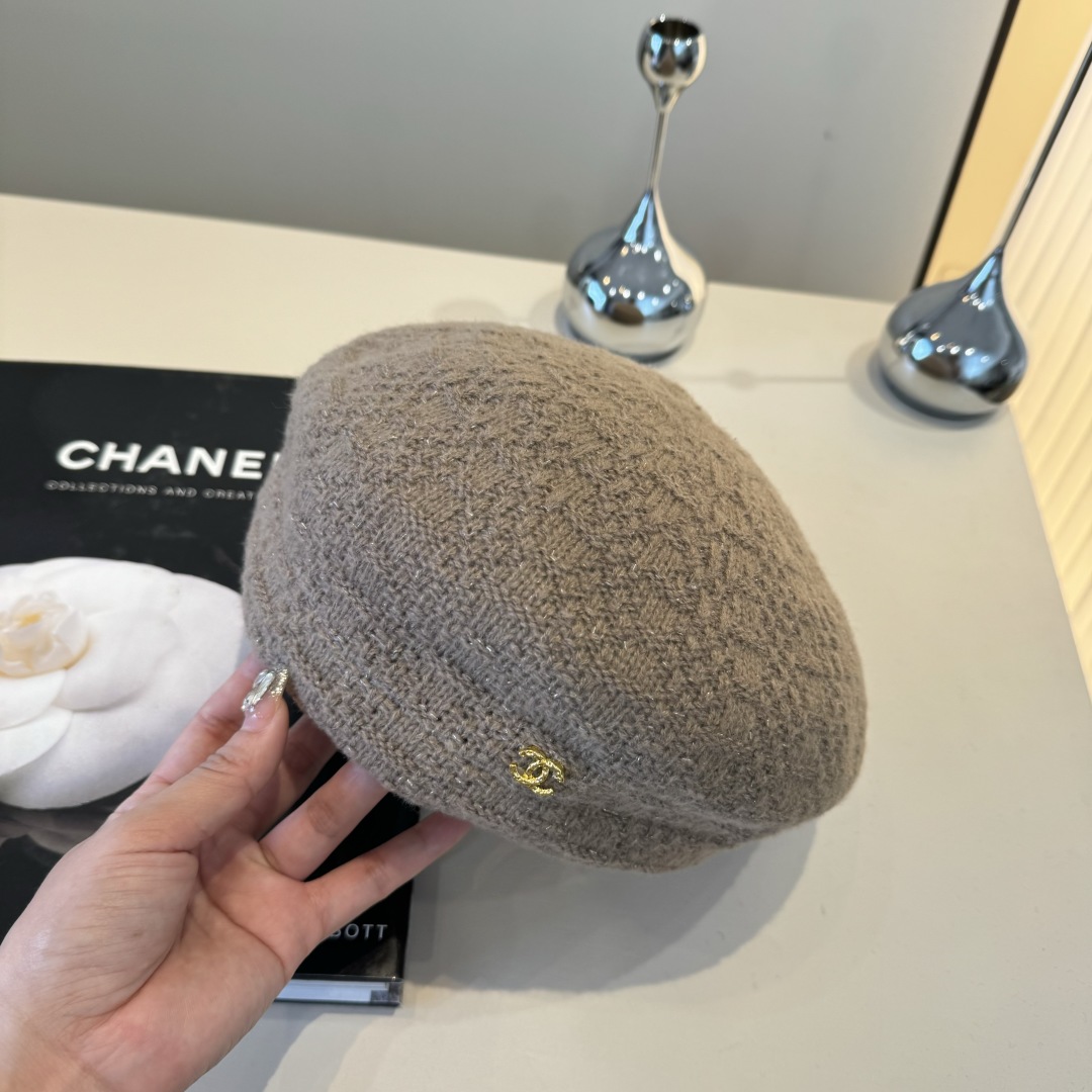 💕Chanel香奈儿羊毛贝雷帽，小香风贝雷帽，头围57cm