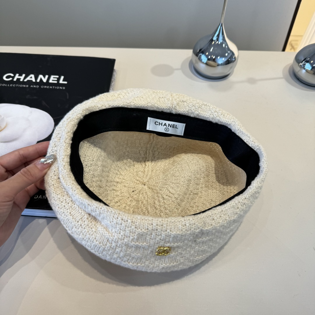 💕Chanel香奈儿羊毛贝雷帽，小香风贝雷帽，头围57cm