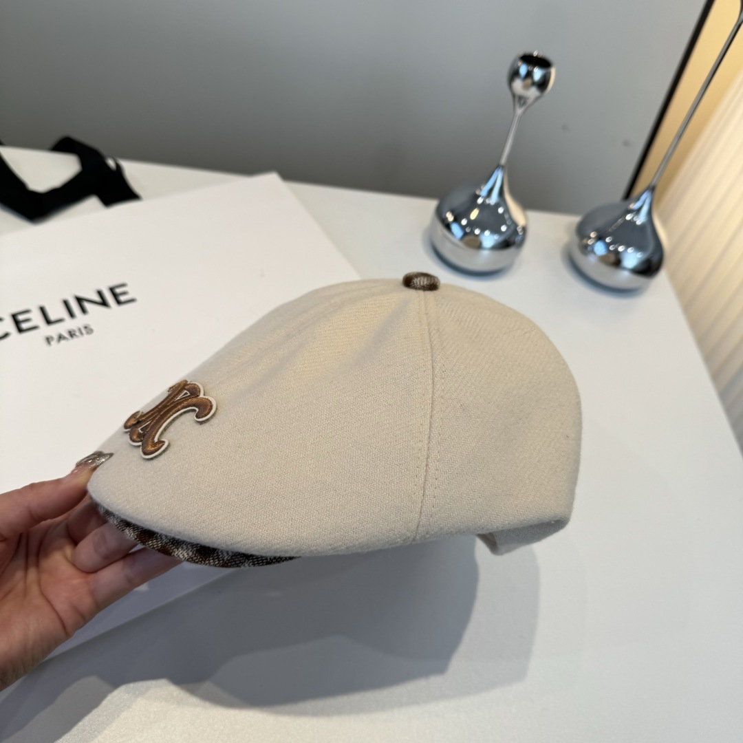 💕Celine赛琳羊毛鸭舌前进帽，男女通用，