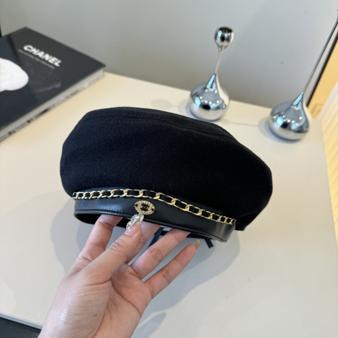 NO:617349,Chanel wool beret, small fragrant chain beret, head circumference 57cm hat bucket hat baseball cap knitted hat, hat, chanel, chanel, espadrilles, hats19860909Chanel香奈儿羊毛贝雷帽,小香风链条贝雷帽,头围57cm帽子渔夫帽棒球帽针织帽,帽子,chanel,chanel,espadrilles,hats,hat