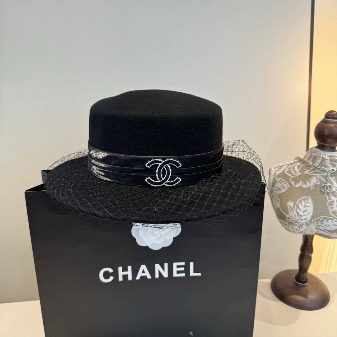 NO:617445,Chanel Chanel wool flat top, mesh hat, 100% wool fabric head circumference 57cm hat bucket hat baseball cap knitted hat, hat, chanel, chanel, espadrilles, hats19860909Chanel香奈儿羊毛平顶,网纱帽,百分百羊毛面料头围57cm帽子渔夫帽棒球帽针织帽,帽子,chanel,chanel,espadrilles,hats,hat