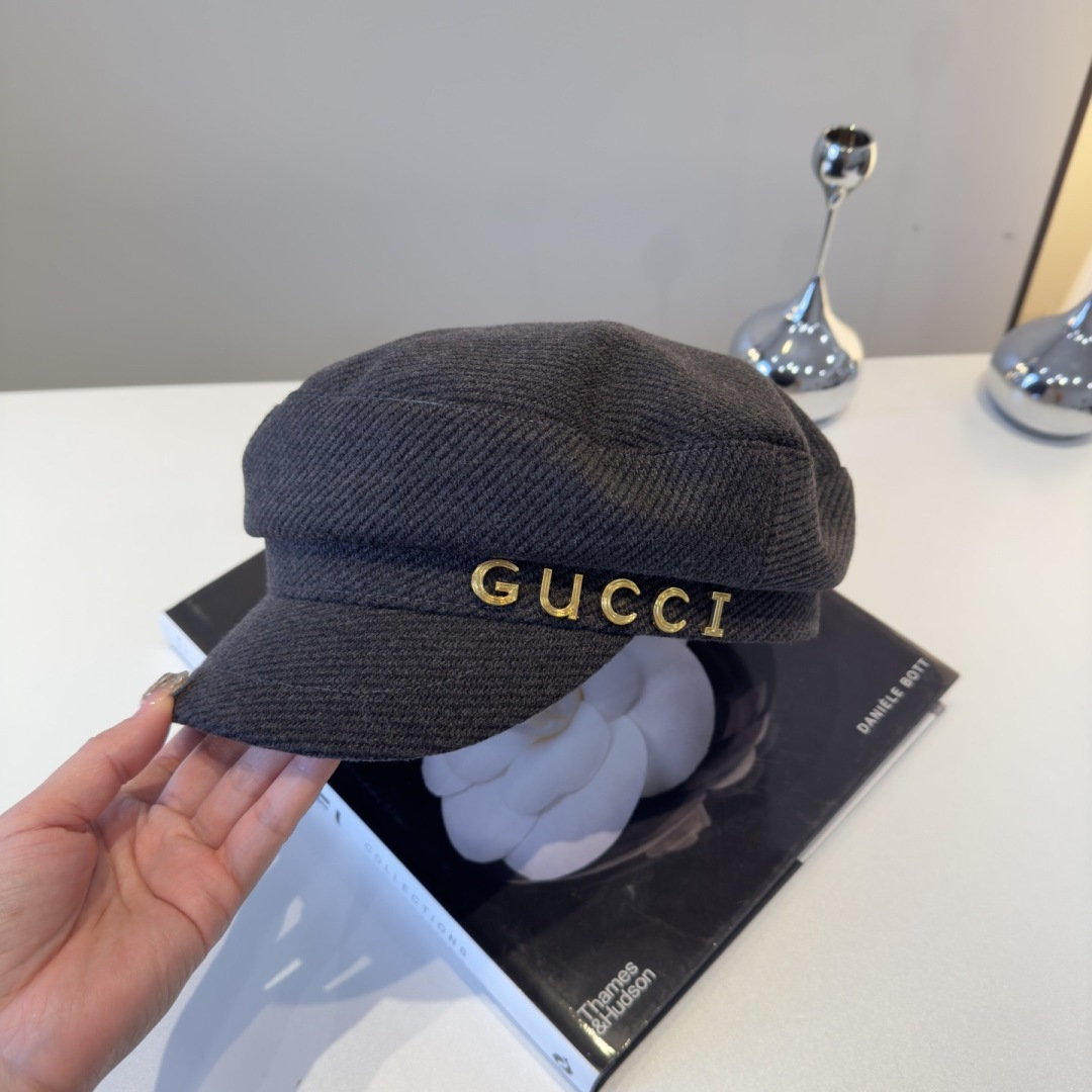 ¥ Gucci古奇秋冬新款鸭舌军帽,秋冬新款鸭舌帽,头围57cm