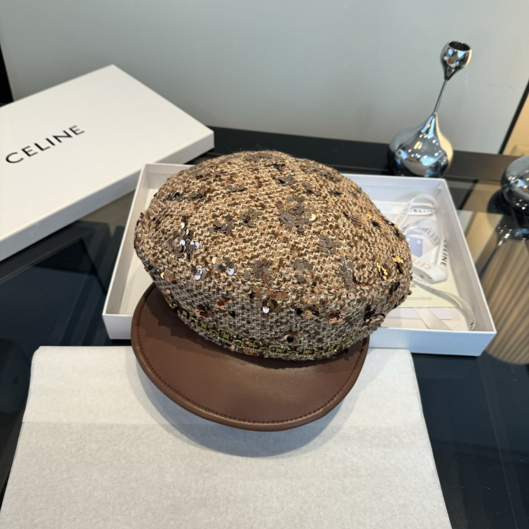 ¥ Celine赛琳新款闪片画家帽,春秋新款,头围57cm