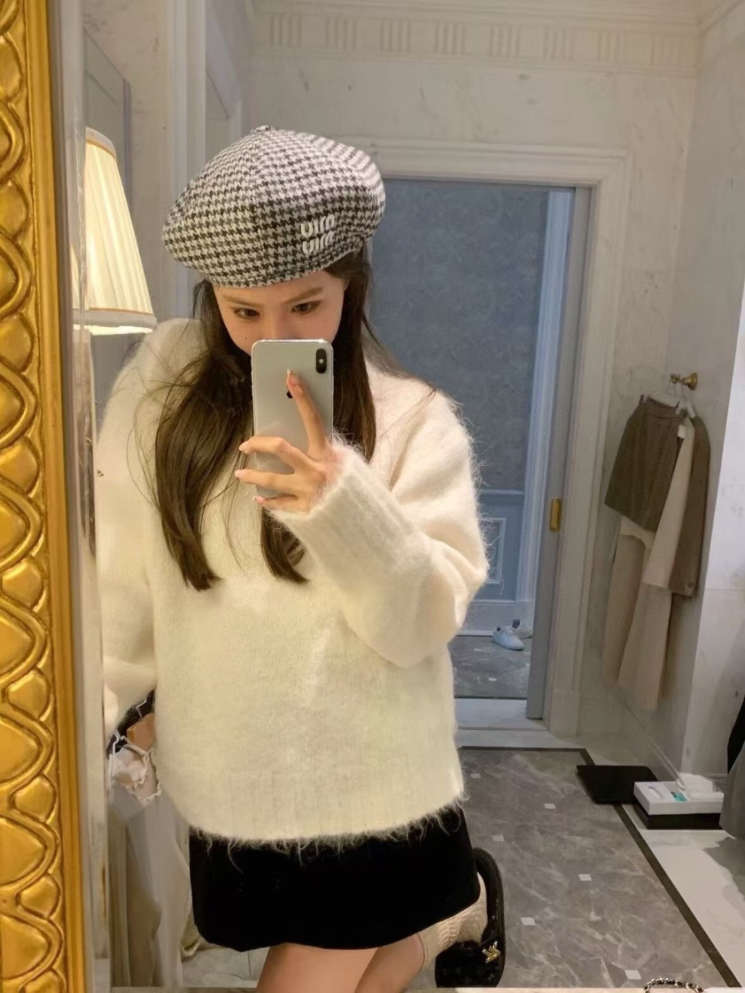 NO:704163,miumiu autumn and winter new wool beret, official style, retro style beret, head circumference 57cm hat fisherman hat baseball cap knitted hat, hat, miumiu, espadrilles, hats19860909miumiu缪缪秋冬新款羊毛贝雷帽,官方款,复古风格子贝雷帽,头围57cm帽子渔夫帽棒球帽针织帽,帽子,miumiu,espadrilles,hats,hat