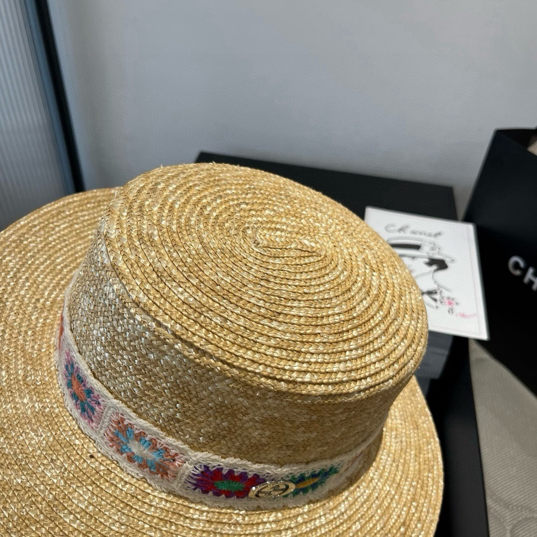 P古奇新款麦秆草平顶礼帽，头围57cm