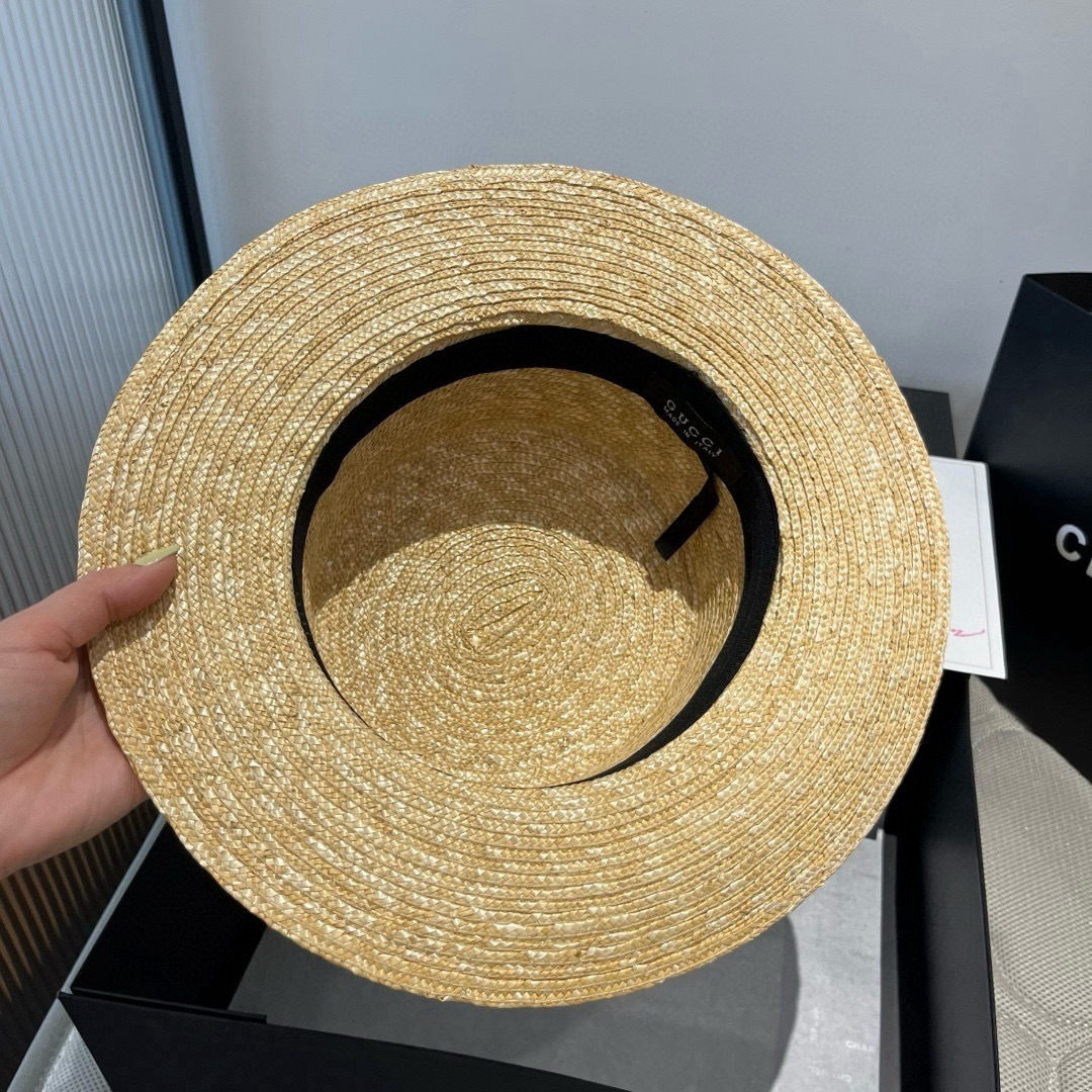 P古奇新款麦秆草平顶礼帽，头围57cm