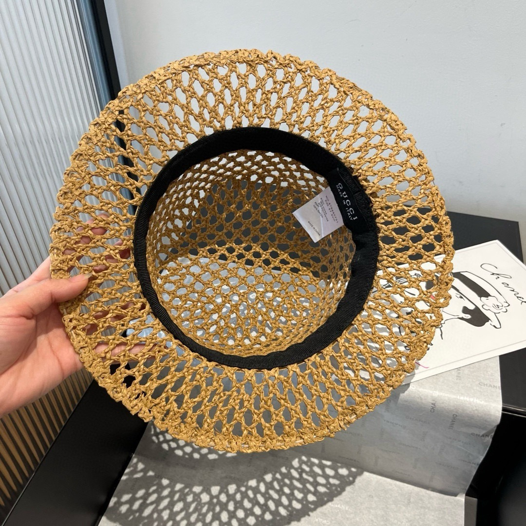 PGucci古奇平顶礼帽，镂空遮阳帽，小礼帽，头围57cm