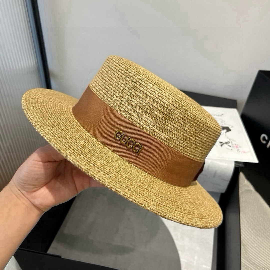 P古奇新款平顶礼帽，高级PP草面料，头围57cm