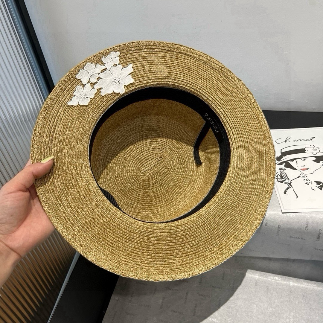 P古奇新款平顶礼帽，高级PP草面料，头围57cm