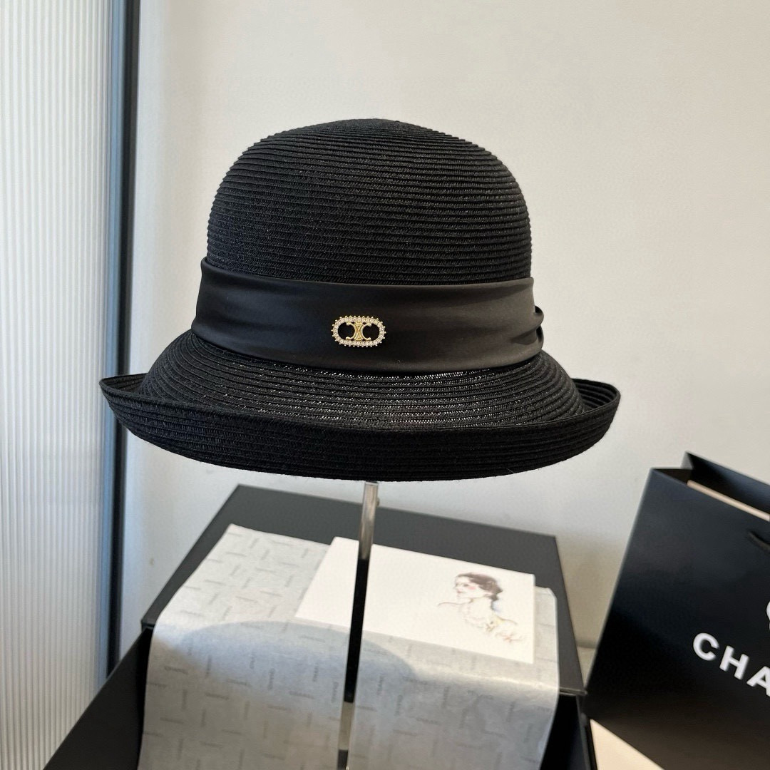 PCeline新款卷边礼帽，台湾PP草帽，头围57cm 名媛挚爱，