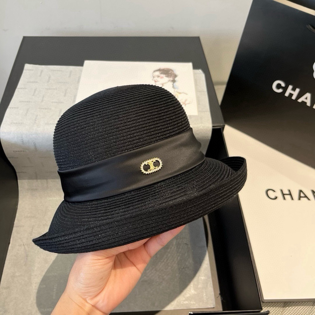 PCeline新款卷边礼帽，台湾PP草帽，头围57cm 名媛挚爱，