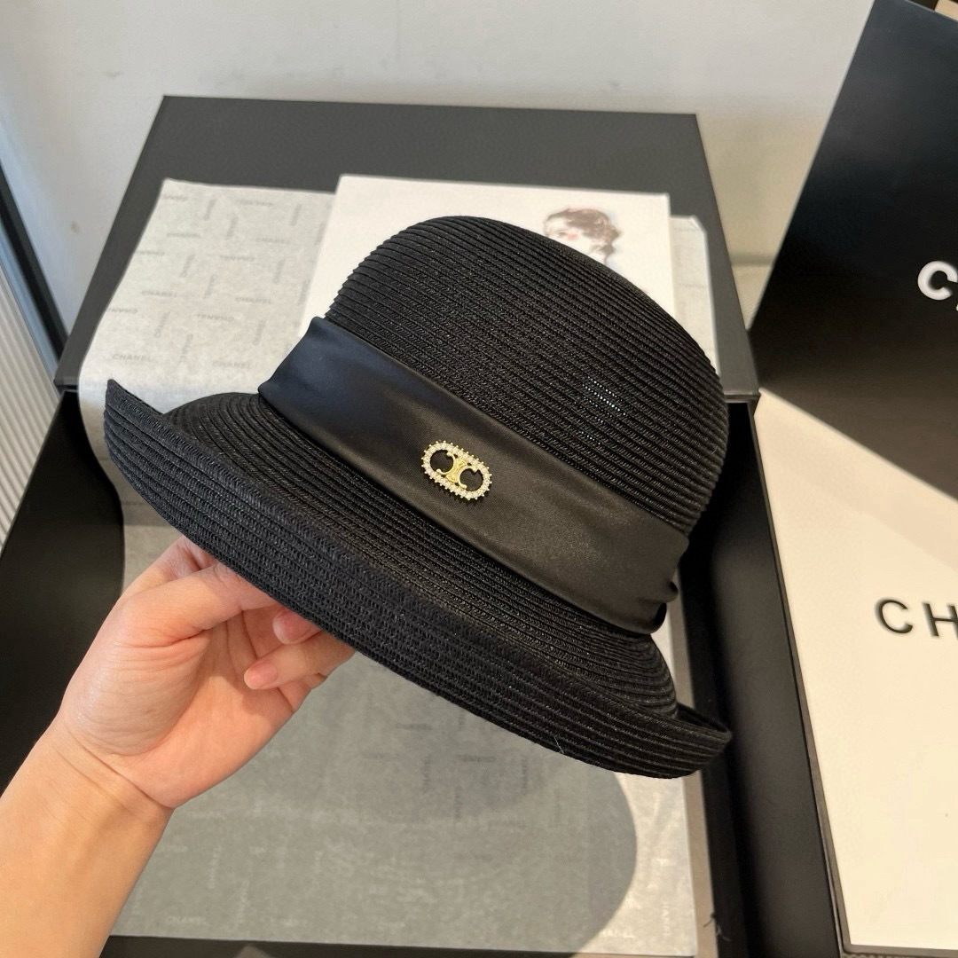 PCeline新款卷边礼帽，台湾PP草帽，头围57cm 名媛挚爱，