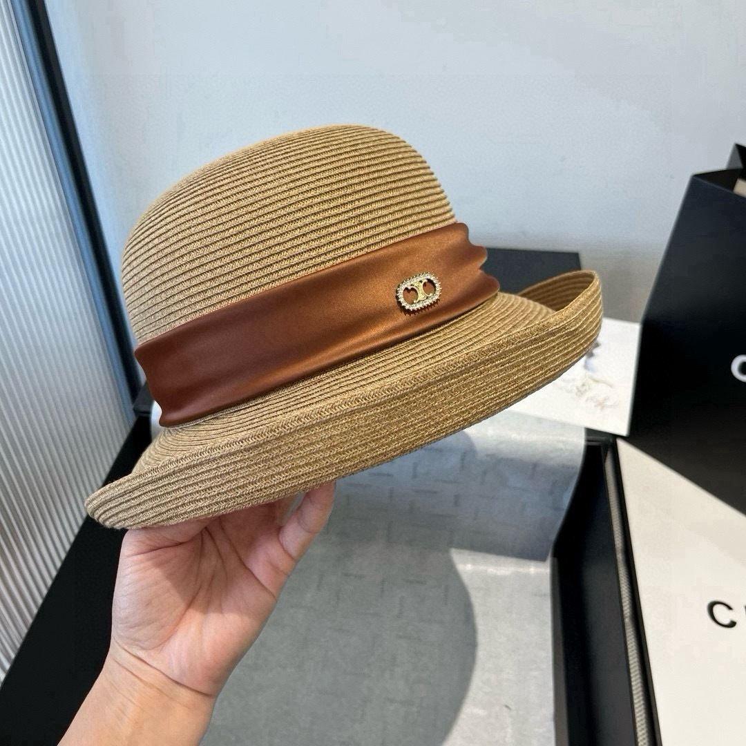 PCeline新款卷边礼帽，台湾PP草帽，头围57cm 名媛挚爱，