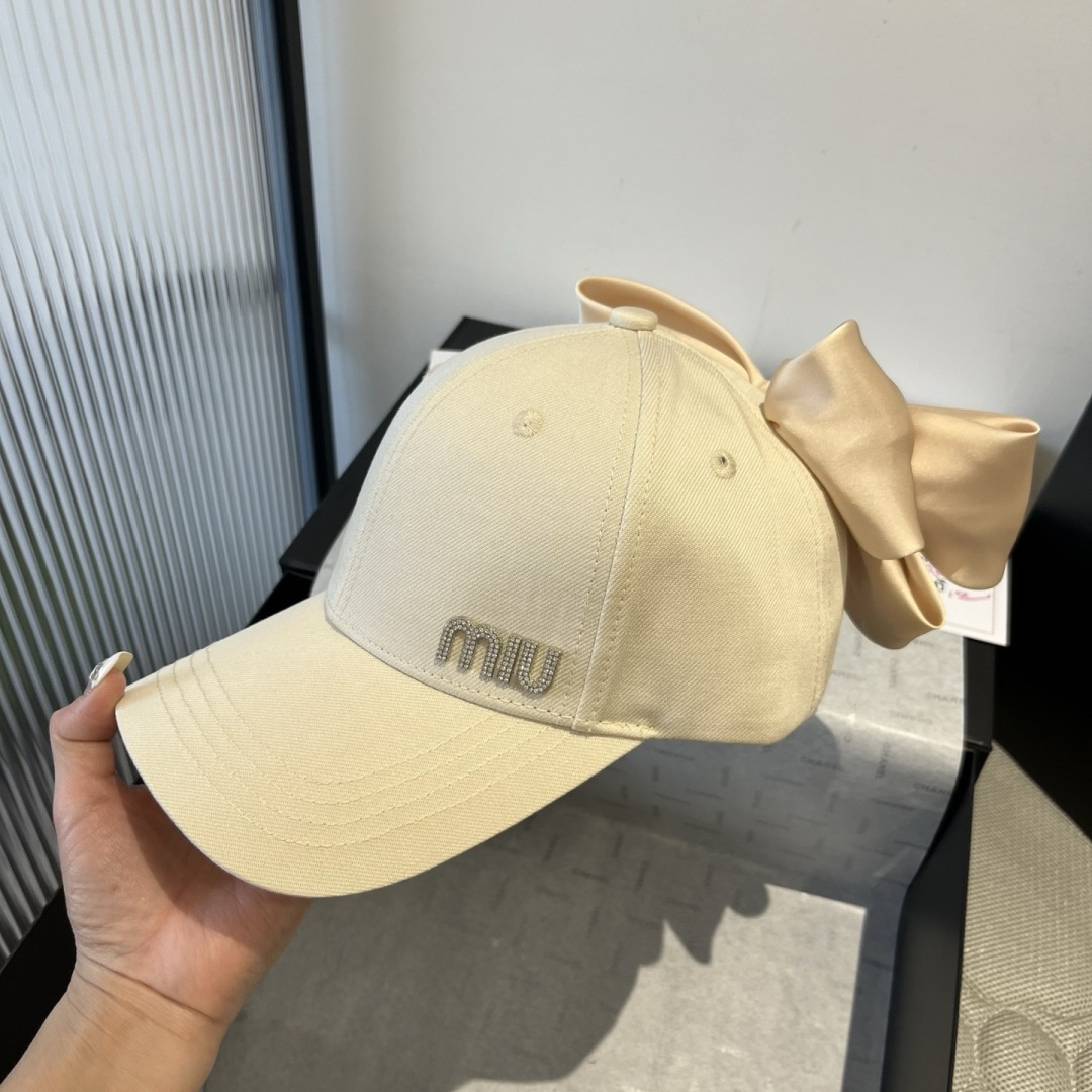 Pmiumiu缪缪蝴蝶结鸭舌帽，高端定制，头围57cm