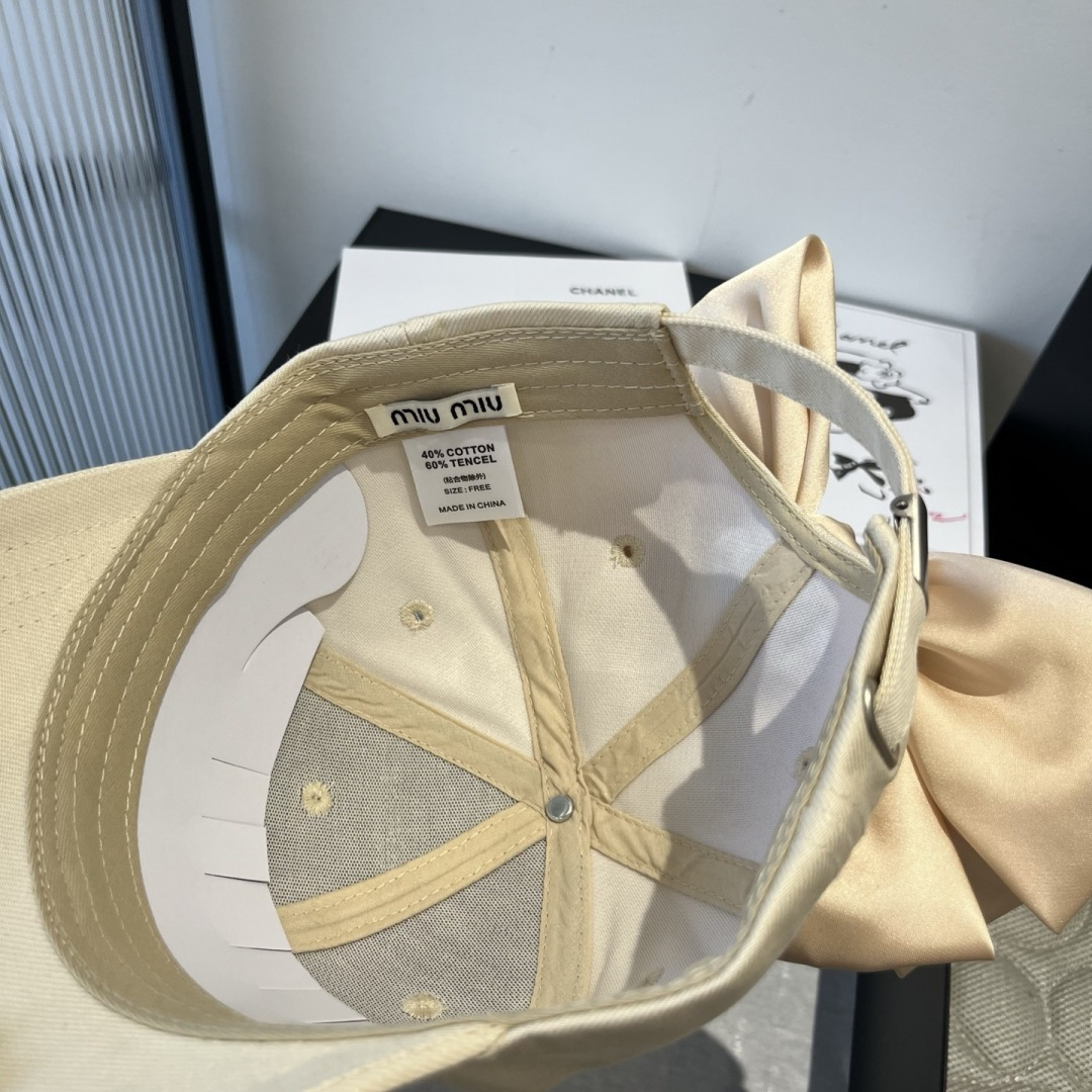 Pmiumiu缪缪蝴蝶结鸭舌帽，高端定制，头围57cm