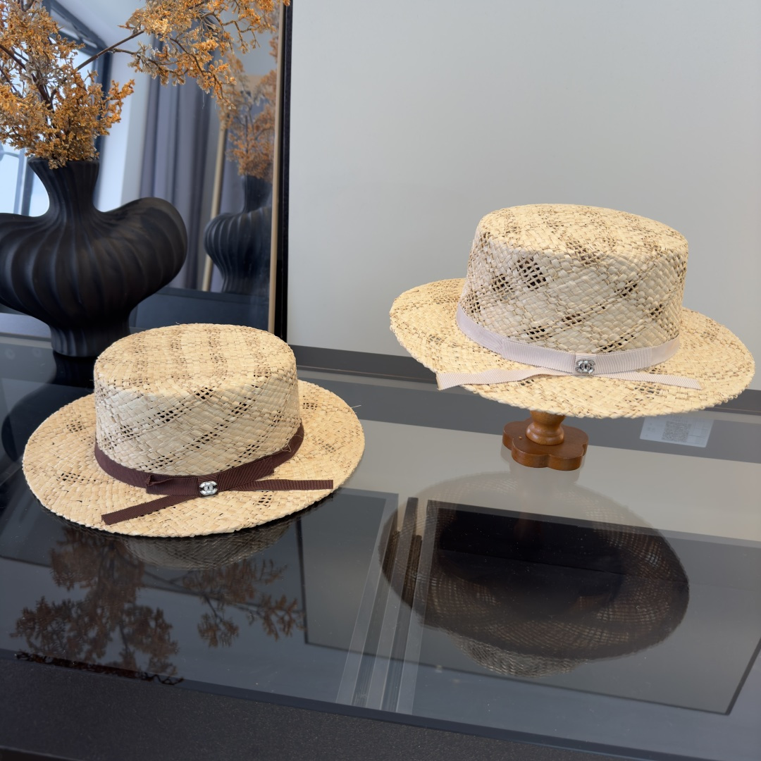 PChanel香奈儿拉菲草遮阳帽、夏日出游搭衣必备，头围57cm