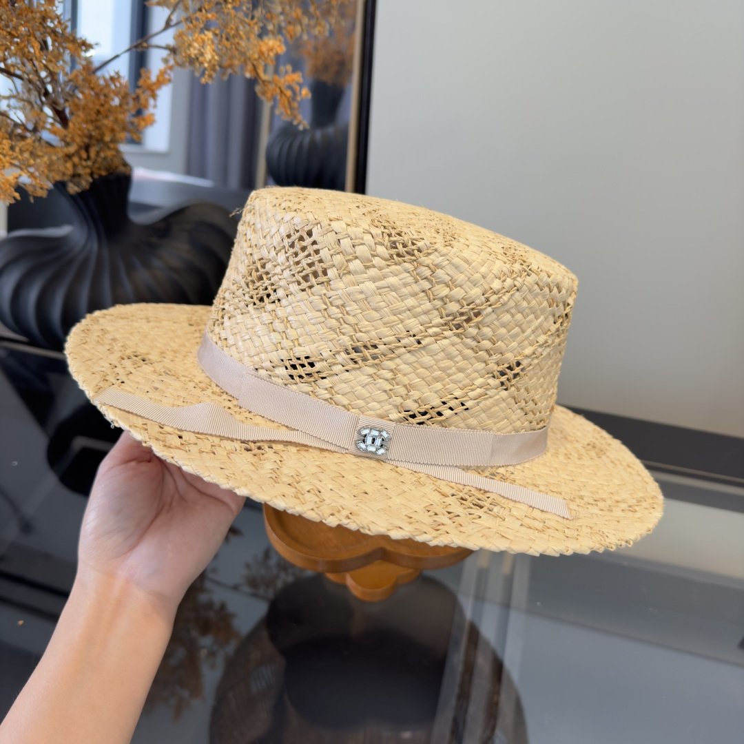 PChanel香奈儿拉菲草遮阳帽、夏日出游搭衣必备，头围57cm