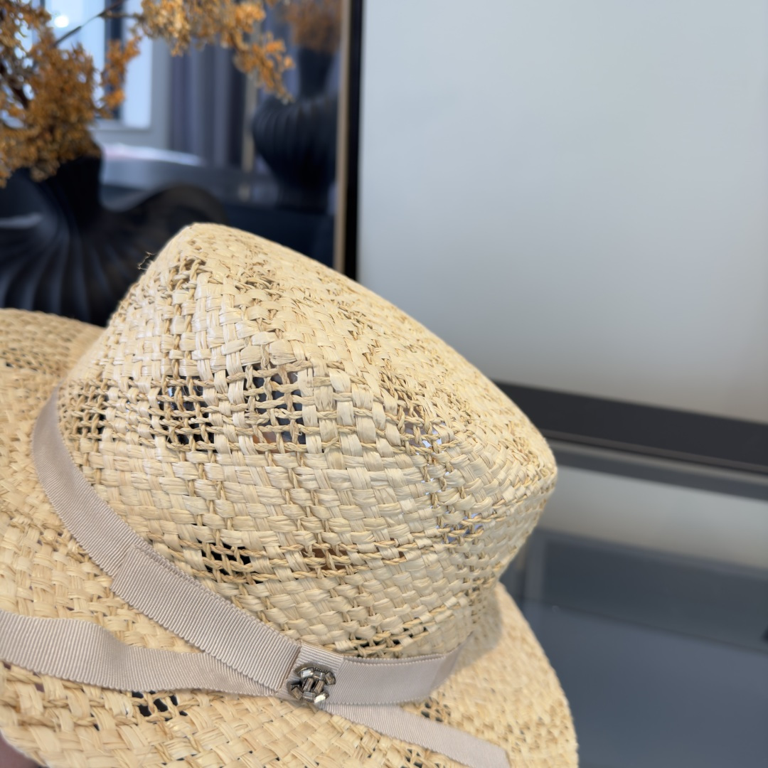 PChanel香奈儿拉菲草遮阳帽、夏日出游搭衣必备，头围57cm