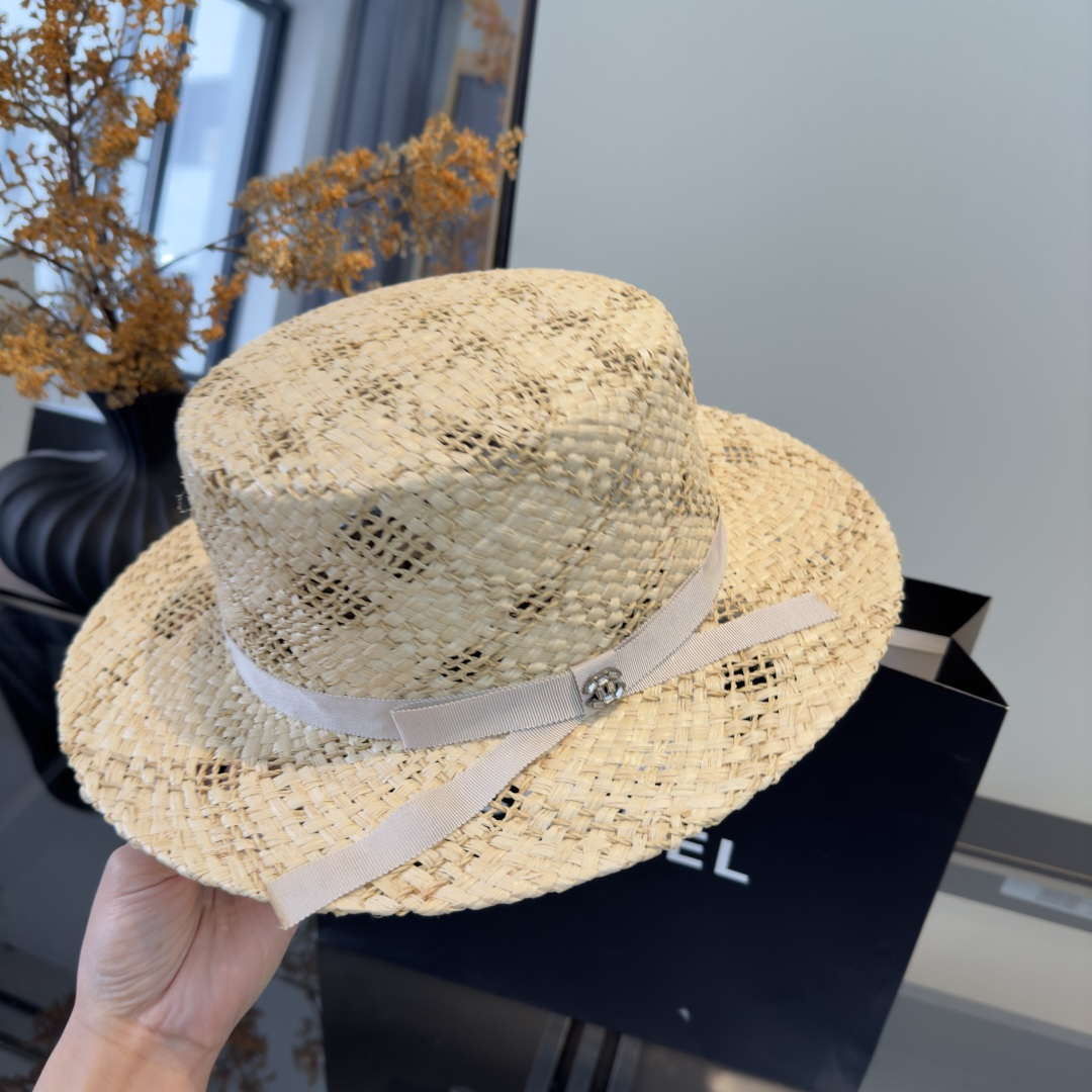 PChanel香奈儿拉菲草遮阳帽、夏日出游搭衣必备，头围57cm