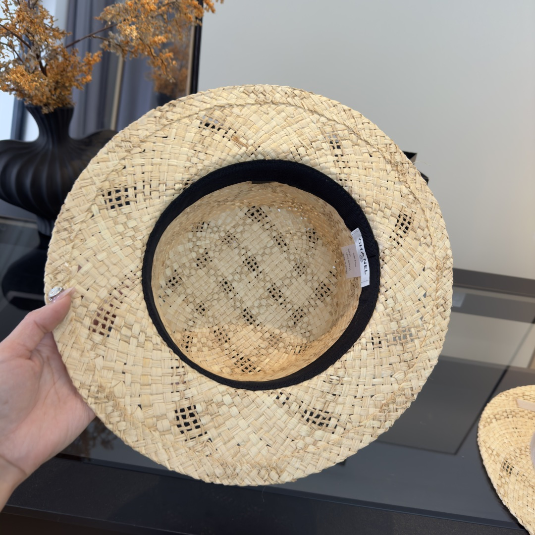 PChanel香奈儿拉菲草遮阳帽、夏日出游搭衣必备，头围57cm
