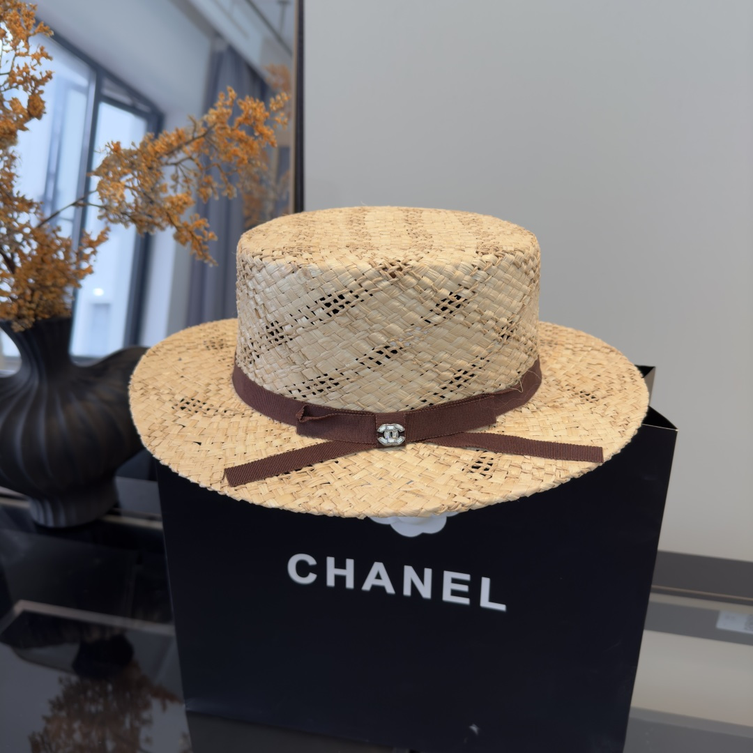 PChanel香奈儿拉菲草遮阳帽、夏日出游搭衣必备，头围57cm