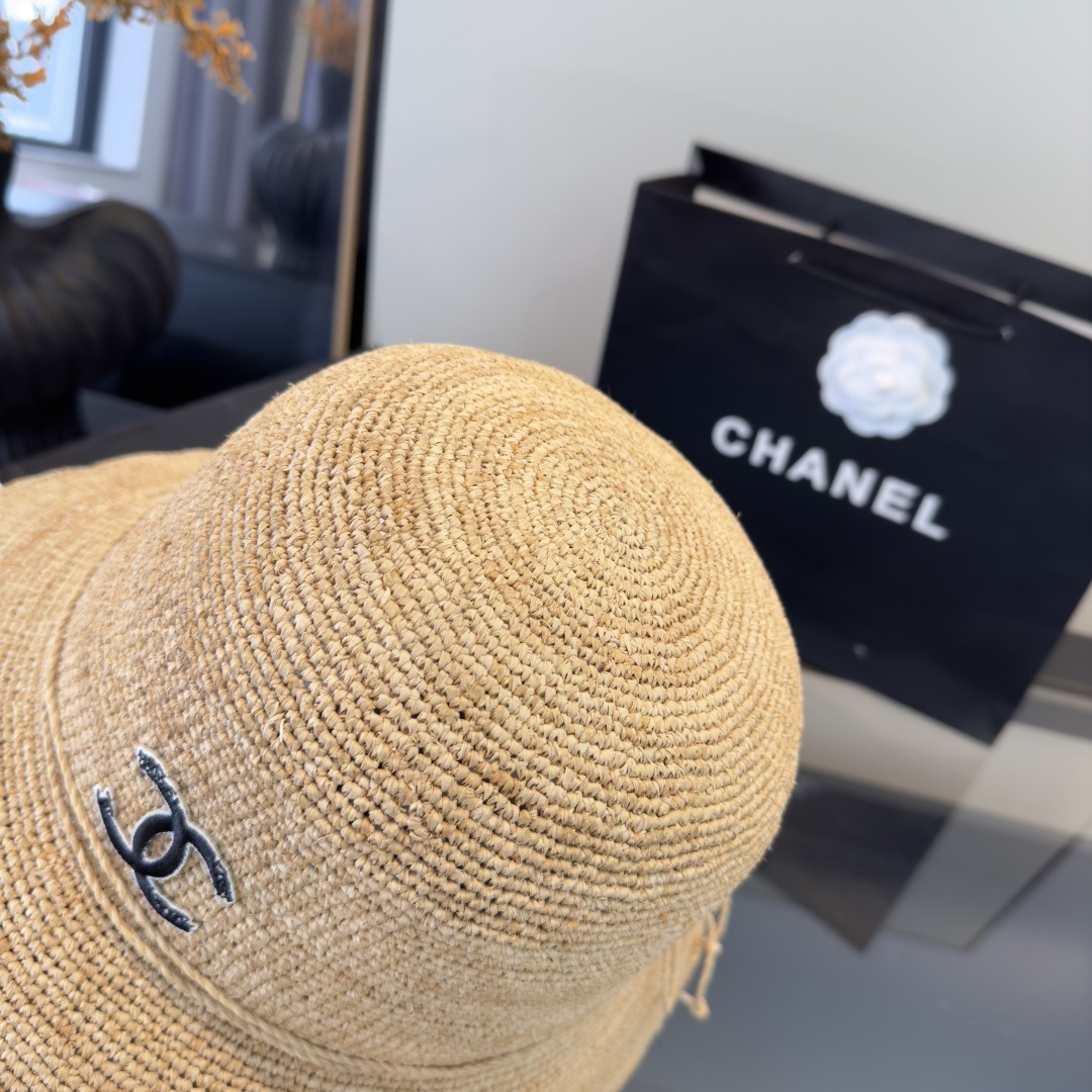 PChanel香奈儿拉菲草帽，纯手工钩织，头围57cm