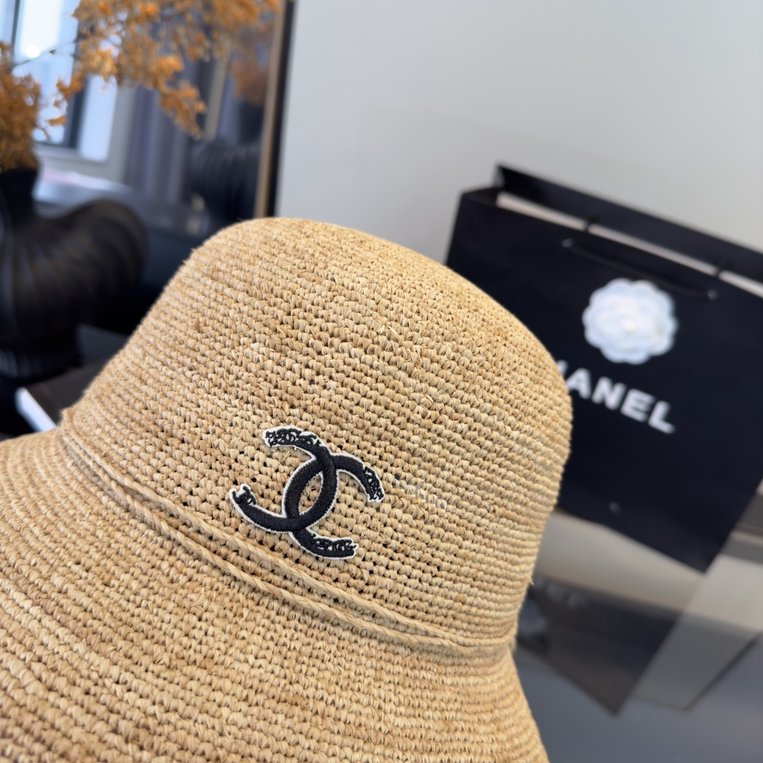 PChanel香奈儿拉菲草帽，纯手工钩织，头围57cm