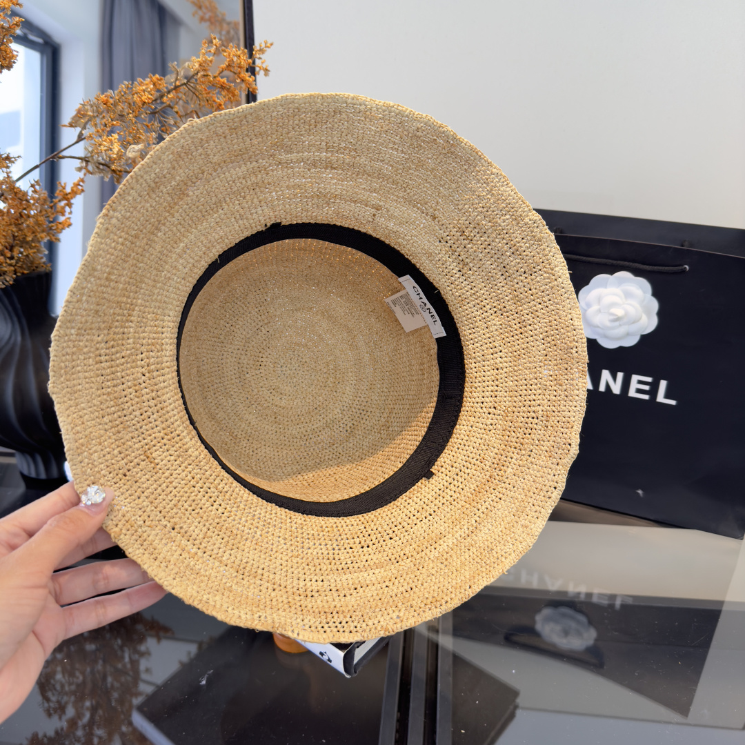 PChanel香奈儿拉菲草帽，纯手工钩织，头围57cm