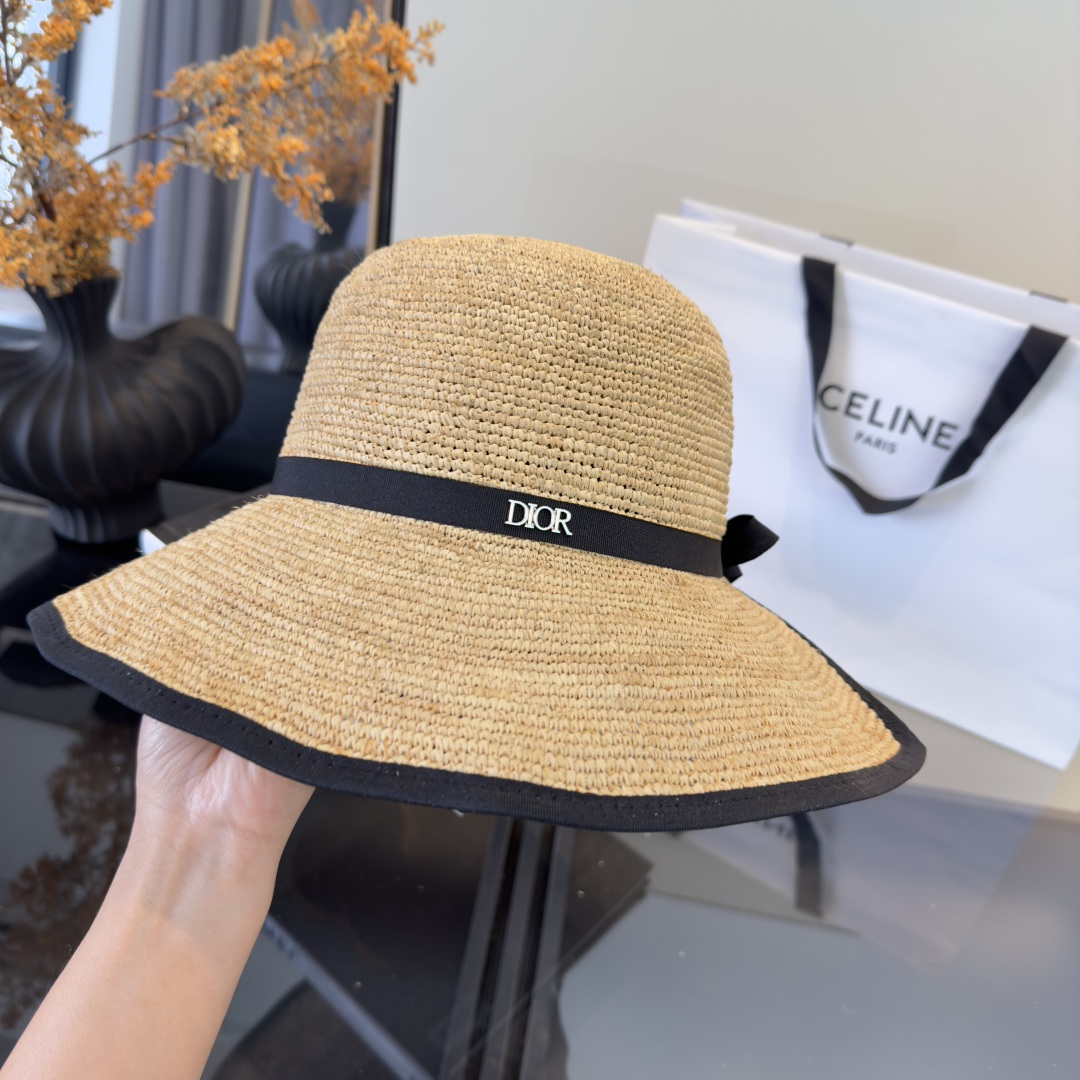 PDior迪奥拉菲草帽，旅游必备，头围57cm