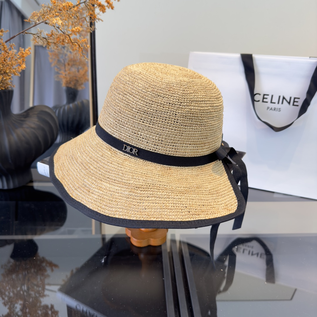PDior迪奥拉菲草帽，旅游必备，头围57cm