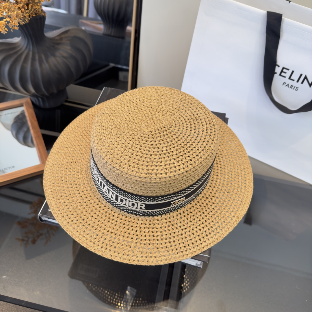 PDior迪奥新款平顶草帽，日本纸草制作，跑量王，头围57cm