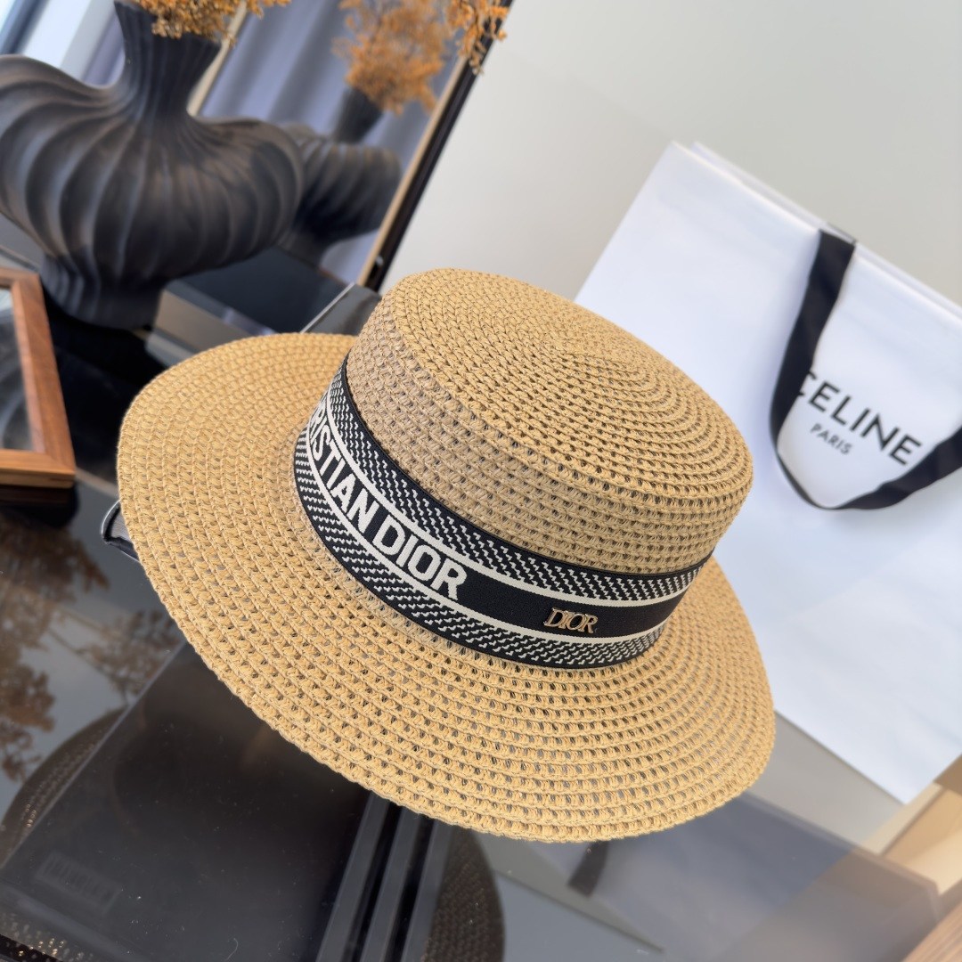 PDior迪奥新款平顶草帽，日本纸草制作，跑量王，头围57cm