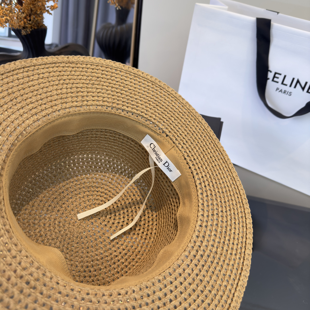 PDior迪奥新款平顶草帽，日本纸草制作，跑量王，头围57cm