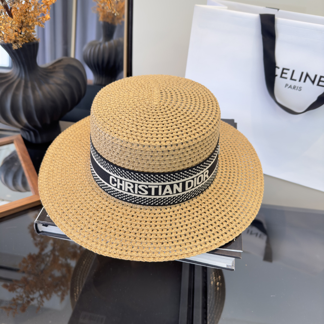 PDior迪奥新款平顶草帽，日本纸草制作，跑量王，头围57cm