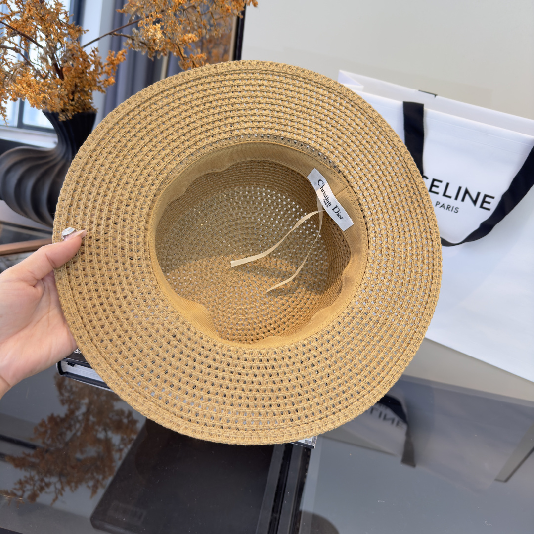 PDior迪奥新款平顶草帽，日本纸草制作，跑量王，头围57cm