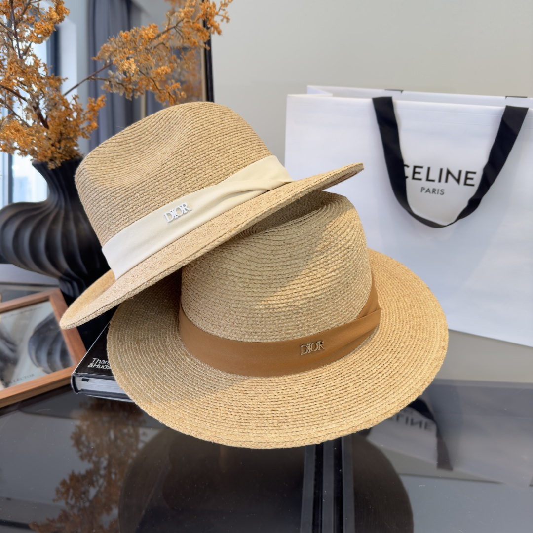 PDior迪奥拉菲草帽，旅游必备，头围57cm