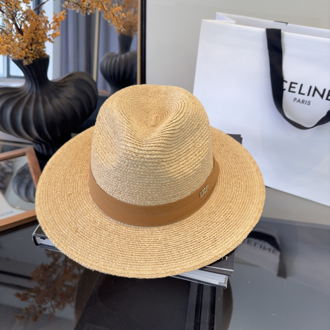 PDior迪奥拉菲草帽，旅游必备，头围57cm