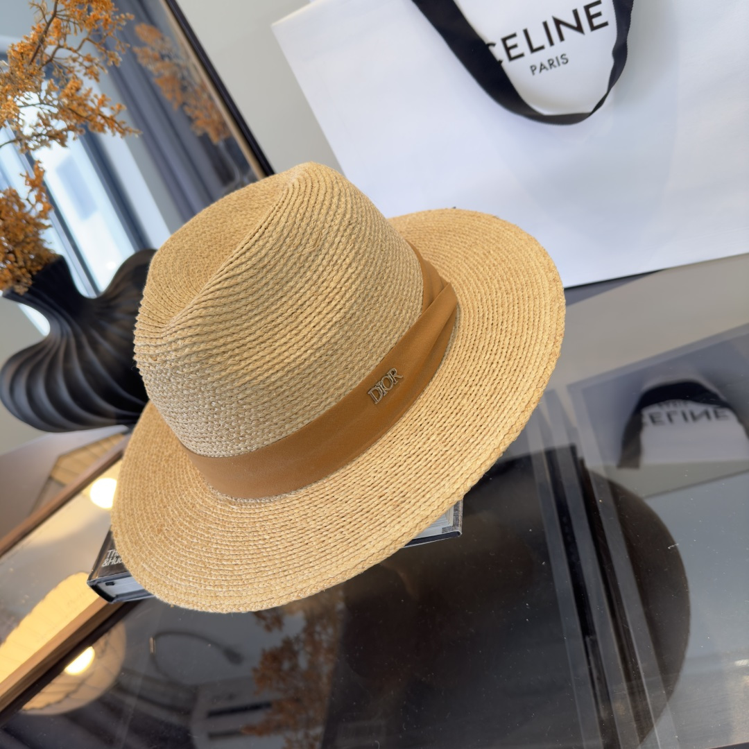 PDior迪奥拉菲草帽，旅游必备，头围57cm