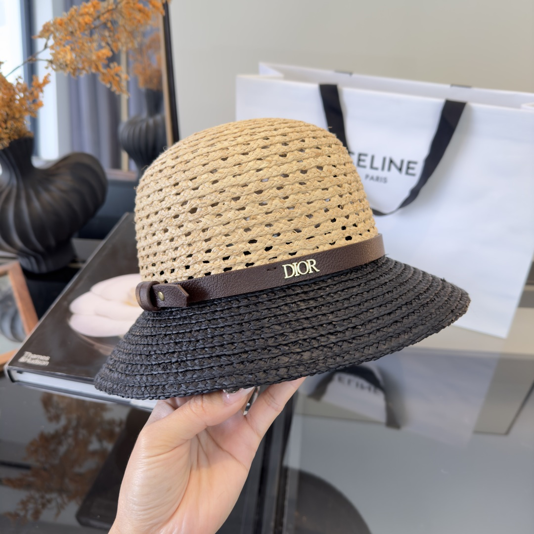 PDior迪奥拉菲草帽，旅游必备，头围57cm