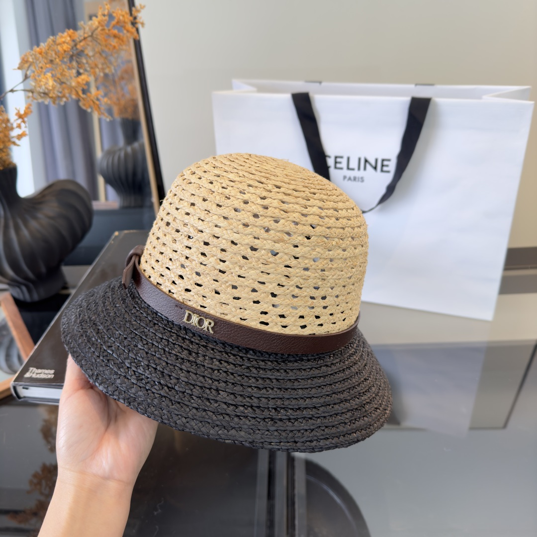 PDior迪奥拉菲草帽，旅游必备，头围57cm