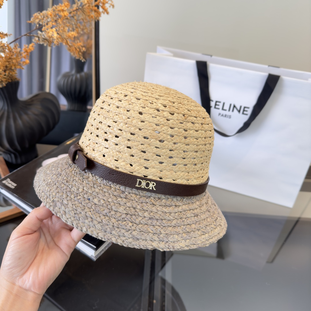 PDior迪奥拉菲草帽，旅游必备，头围57cm