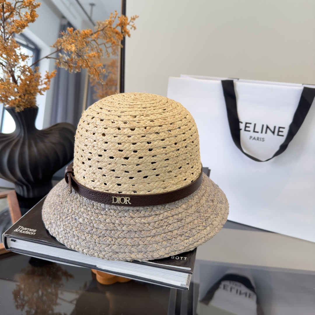 PDior迪奥拉菲草帽，旅游必备，头围57cm