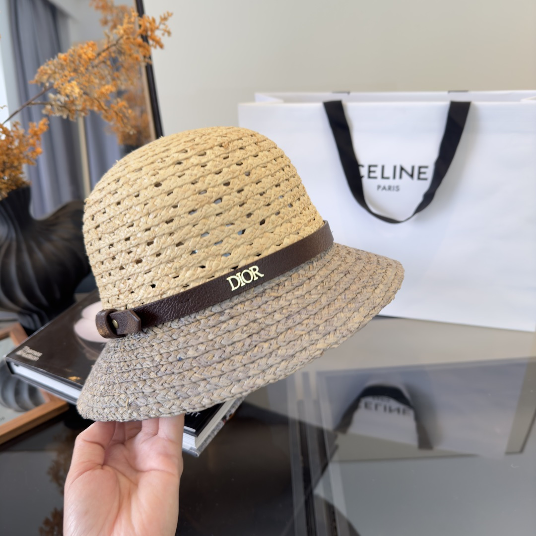 PDior迪奥拉菲草帽，旅游必备，头围57cm