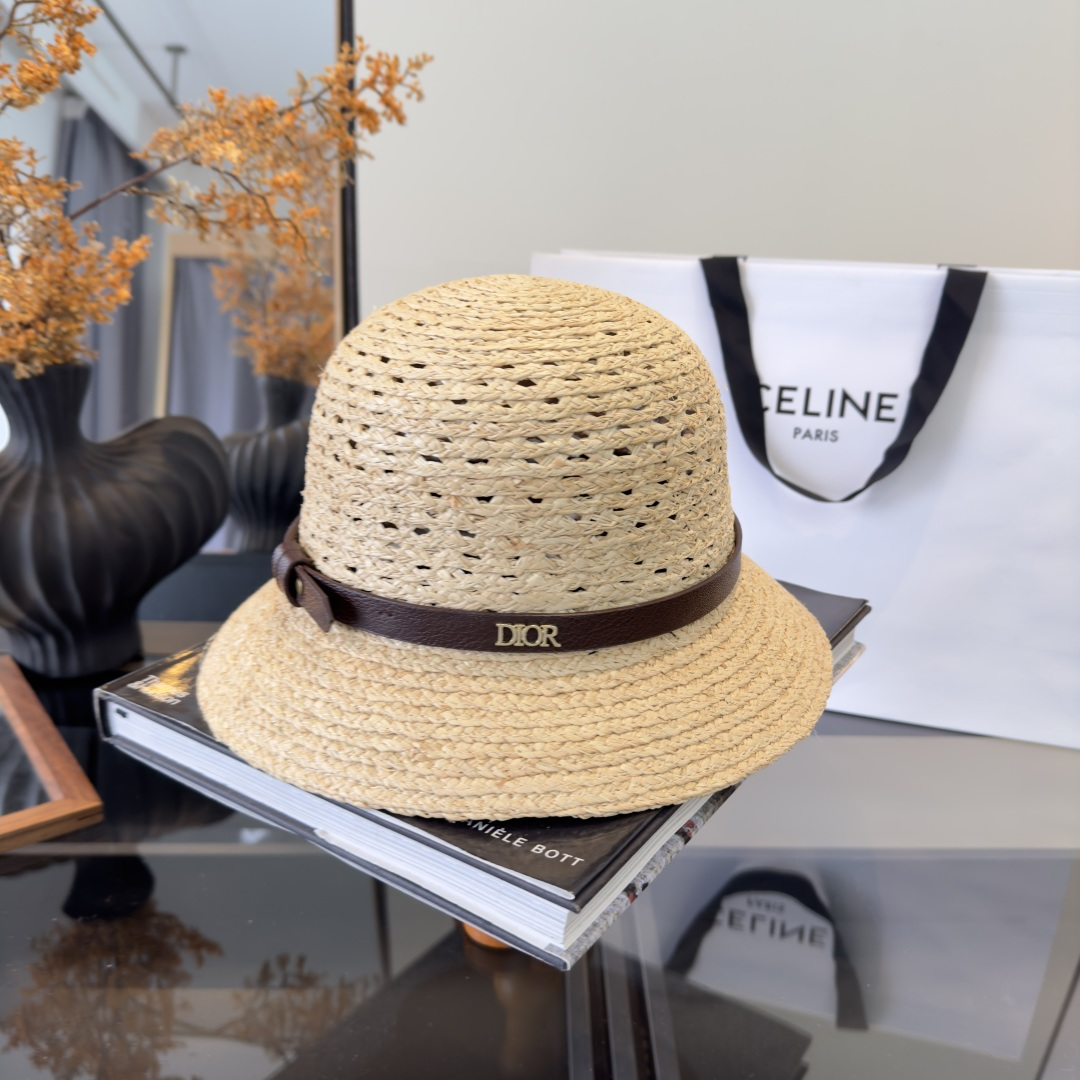 PDior迪奥拉菲草帽，旅游必备，头围57cm