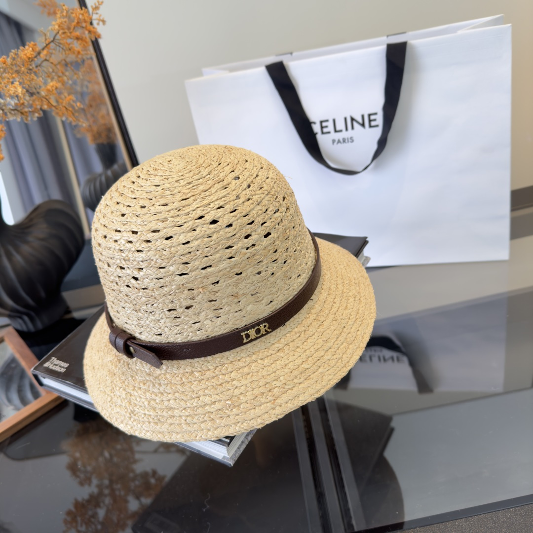 PDior迪奥拉菲草帽，旅游必备，头围57cm